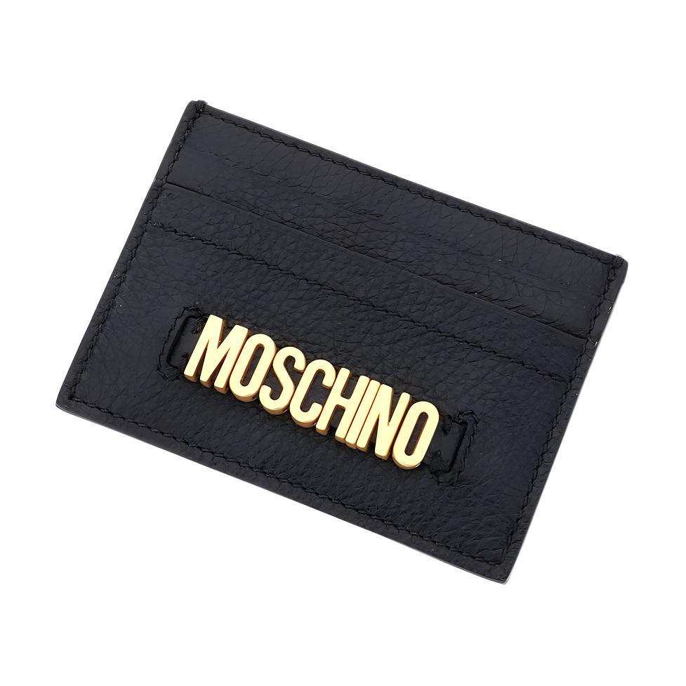 Moschino Textured Open Closure Leather Card Holder Wallet Women Wallet Black A811680030555