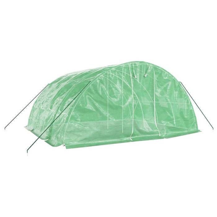 VidaXL Serre avec cadre en acier vert 20 m² 5x4x2,3 m, polytunnel, serre à cadre froid, serre pour tomate, serre de jardin, 3188083