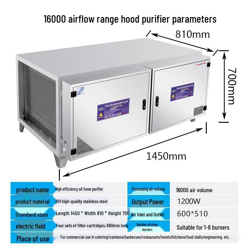 Commercial Eco-friendly Stainless Steel Smokeless Barbecue Kitchen Fume Purifier