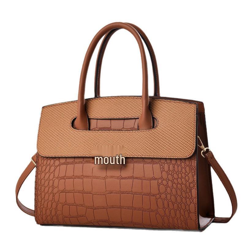 Geantă de mână patchwork cu model de piatră, capacitate mare: Geantă Versatilă Trendy Crossbody și de Umăr