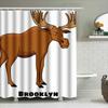 Whimsical Moose Shower Curtain Decor Brooklyn Home Bath Liner For Kids Adults Waterproof Fabric With Hook Rings Set