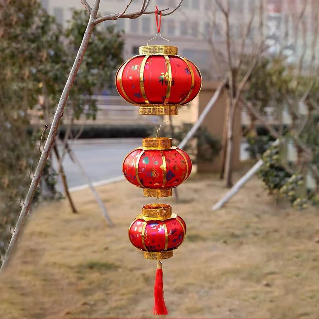 Chinese Lantern Handheld Illuminated Red Lantern Traditional New Year Spring Festival Lantern