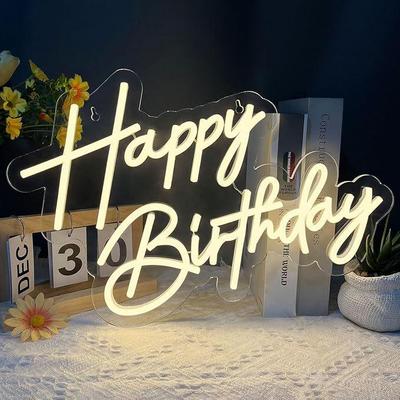 Neon Happy Birthday Luminous Wall Sign for Party or Bedroom Decor