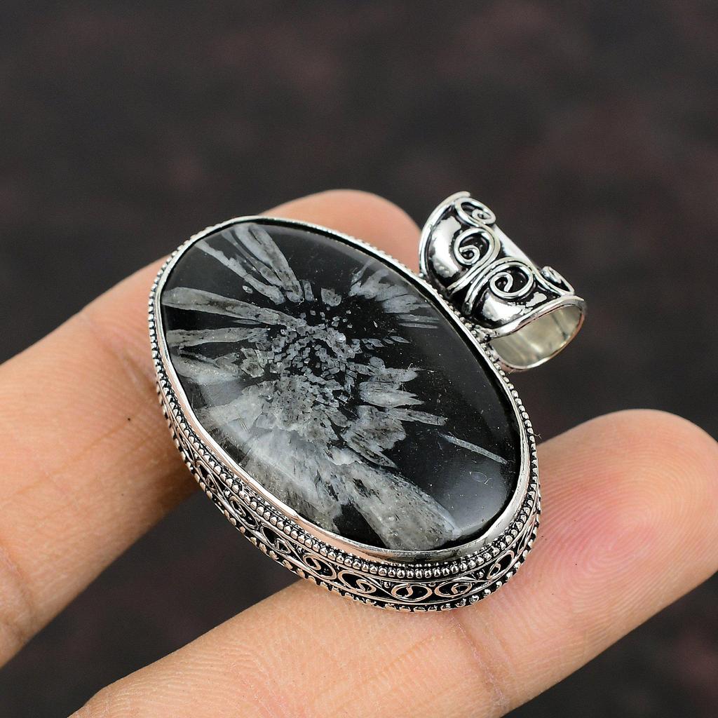 Krysantemum Ädelstenshänge Handgjorda Smycken 925 Sterlingsilver Hänge Fint Hänge Boho Hippie Smycken Vintage Hänge Gåva Till Mamma
