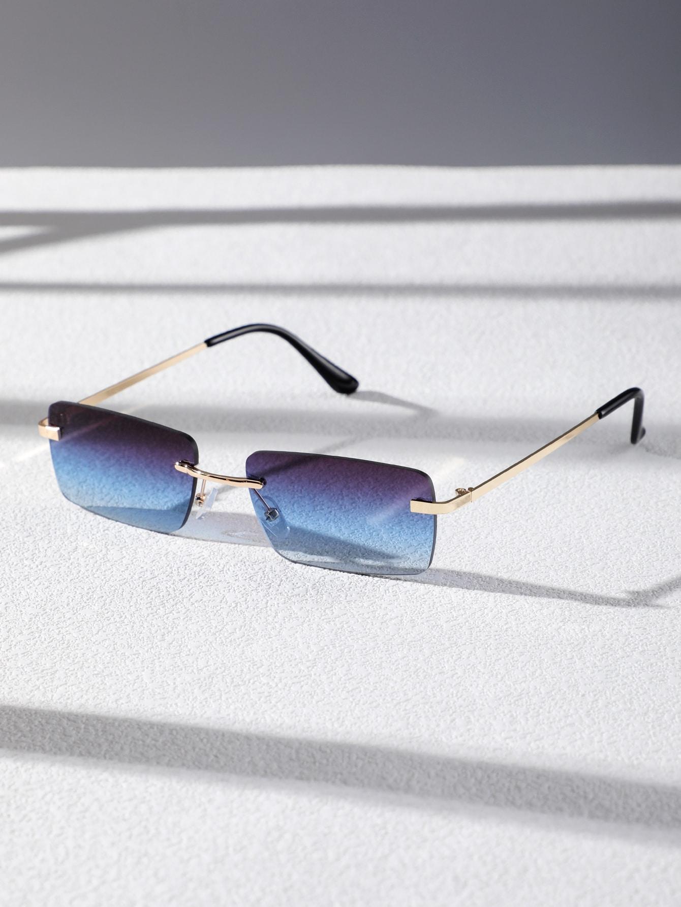 1PC Unisex Plastic Square Frame Fashio Rimless Sunglasses For Outdoor Beach Party