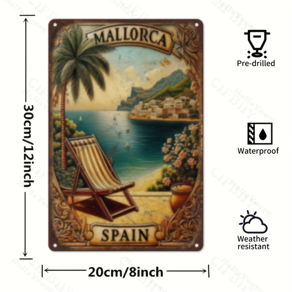Vintage Mallorca Island Travel Poster Aluminum Wall Art Sign for Home Garden Garage Outdoor Bars Cafes Clubs Unique Holiday Gift