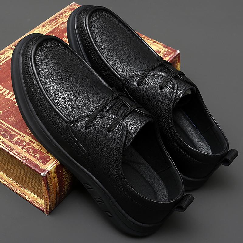 Men Shoes lace up black Casual genuine Leather Outdoor Shoes Non-Slip Men's Shoe Handmade Leisure Footwear business men shoes