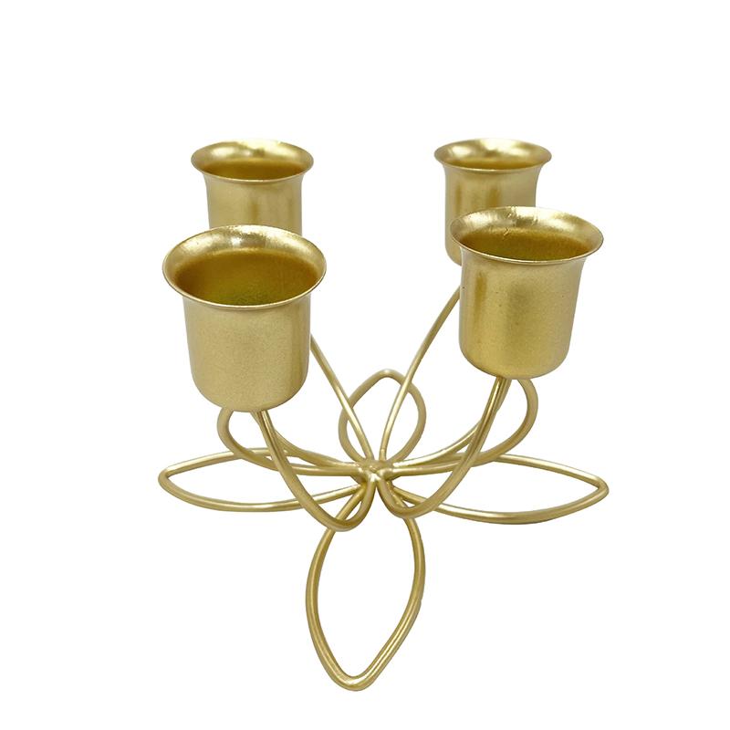 Iron Art Creative Ambience Stage Wedding Props Decorative Lotus Shaped Design Candlestick, Without Candles