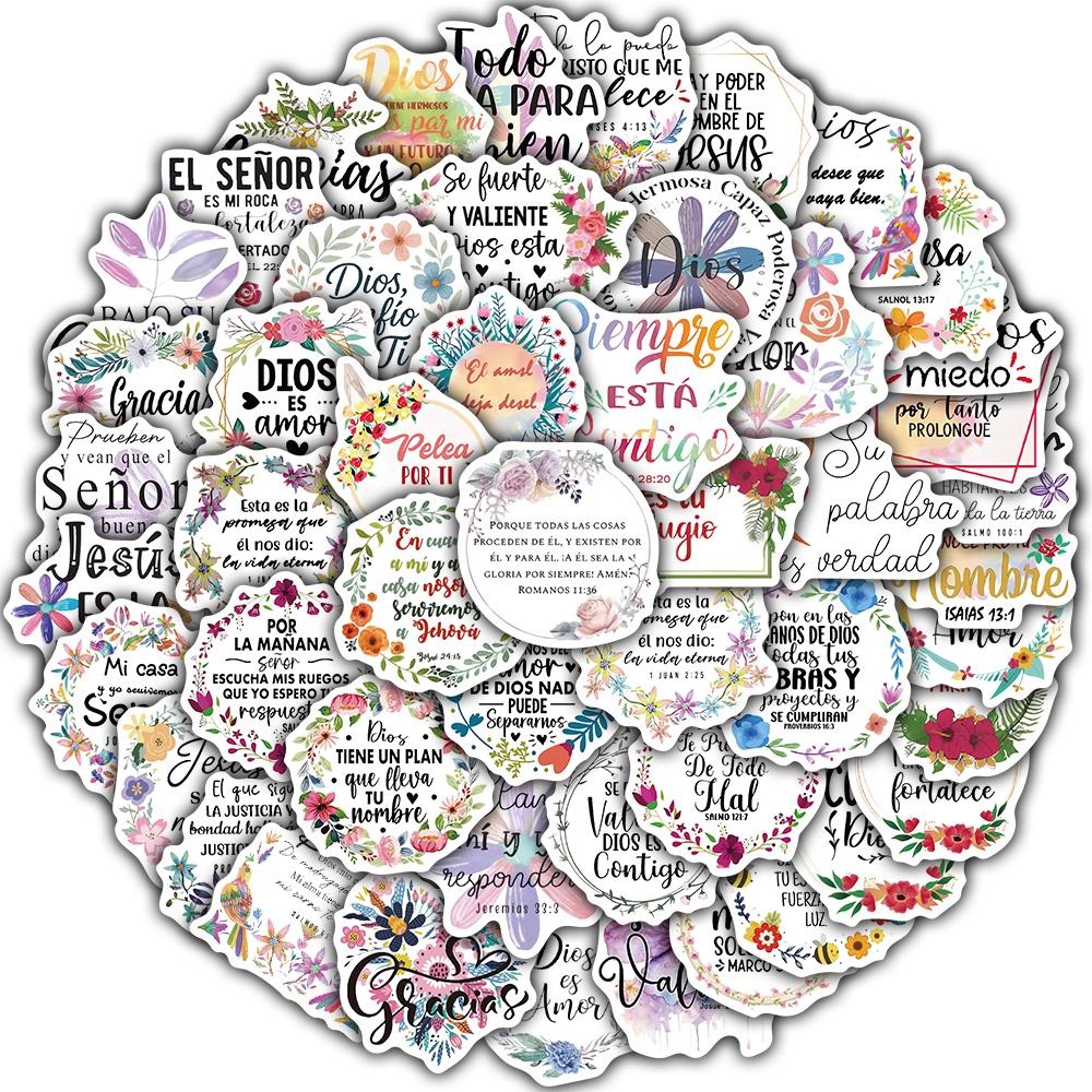 50PCS Spanish Motivational Text Stickers Motivational Waterproof Bicycle Stationary Scrapbooking Study Luggage Art Stickers