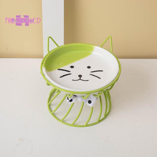 Ciotola per cibo per gatti rialzata, grande capacità, anti-vomito, ciotola in ceramica con staffa - Prodotti per animali domestici