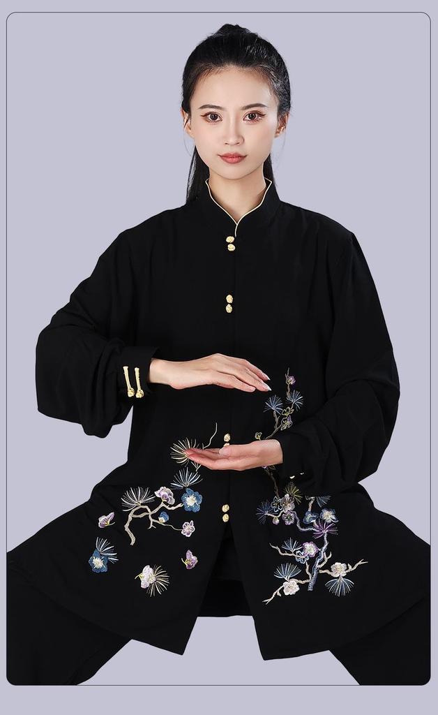 Hongji Women's Embroidered Tai Chi Suit for Spring, Summer, Autumn - Perfect for Morning Exercise, Martial Arts, and Chinese Style Practices