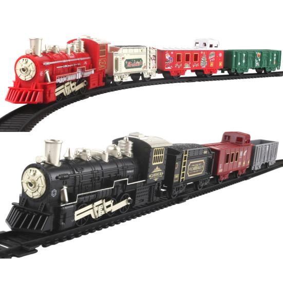 Kids Electric Train Toy Kit with Track Accessories Toddlers Educational DIY Track Building Christmas Mini Classical Train Toy with Light Music