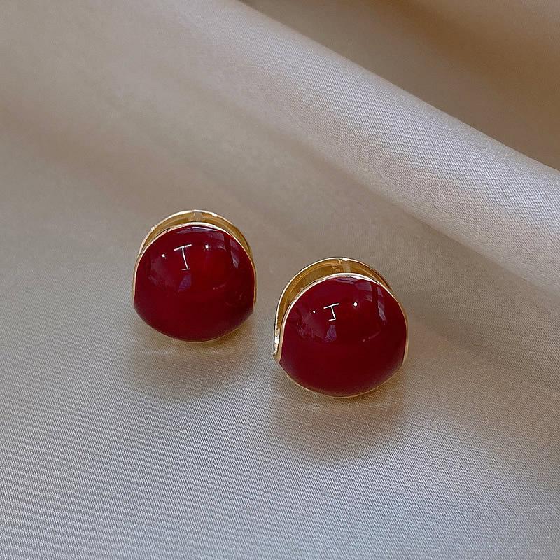 New Type Of Drop-oil Acacia Bean Ball Ear Button Earrings