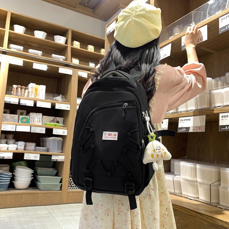 

School bag female high school students high value niche junior high school students backpack large capacity creative versatile backpack чорний