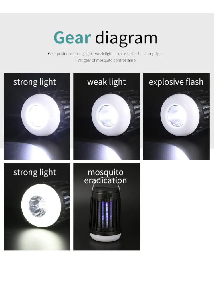Electric Mosquito Killer Lamp UV Light Bug Zapper Trap Solar Charging Rechargeable Summer Fly Swatter Insect Killer Light