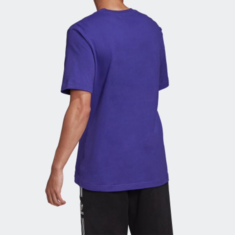 Adidas Originals Trefoil Sports Short Sleeve T-Shirt Men Tops Purple FM3696