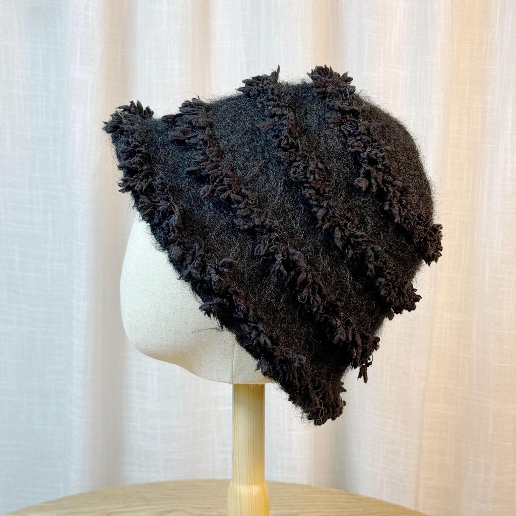 Fisherman Hat for Women Japanese Style Fur Edge Small Bucket Hat Korean Xiaoxiang Style Knitted Basin Hat Without Makeup and Versatile Trend