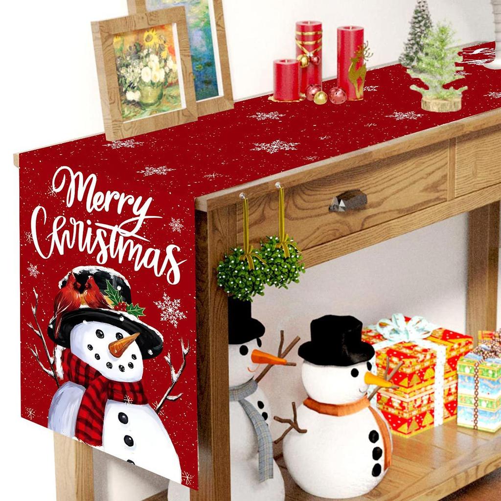 Christmas Table Runner Merry Christmas Decorations for Home 2026 Cristmas Table Flag Cover Navidad Noel Gift New Year Tablecloth
