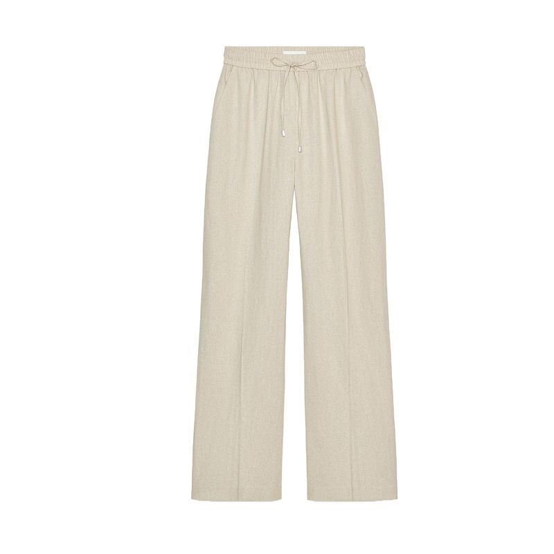 Summer New Product Women's Clothes American Minimalist White Linen Blend Straight-leg High Waist Casual Trousers 9929041