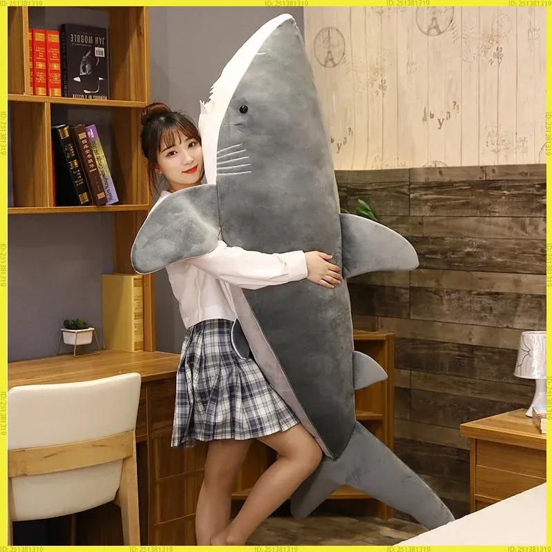 Giant Soft Cute Simulation Shark Plush Toy Stuffed Animal Doll Sleeping Pillow Cushion Birthday Gift For Children Girlfriend
