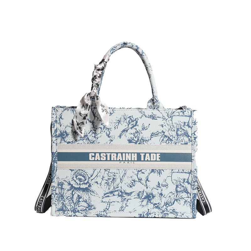 Portable tote bag women's new letter-printed shoulder large bag, foreign-style versatile casual messenger bag