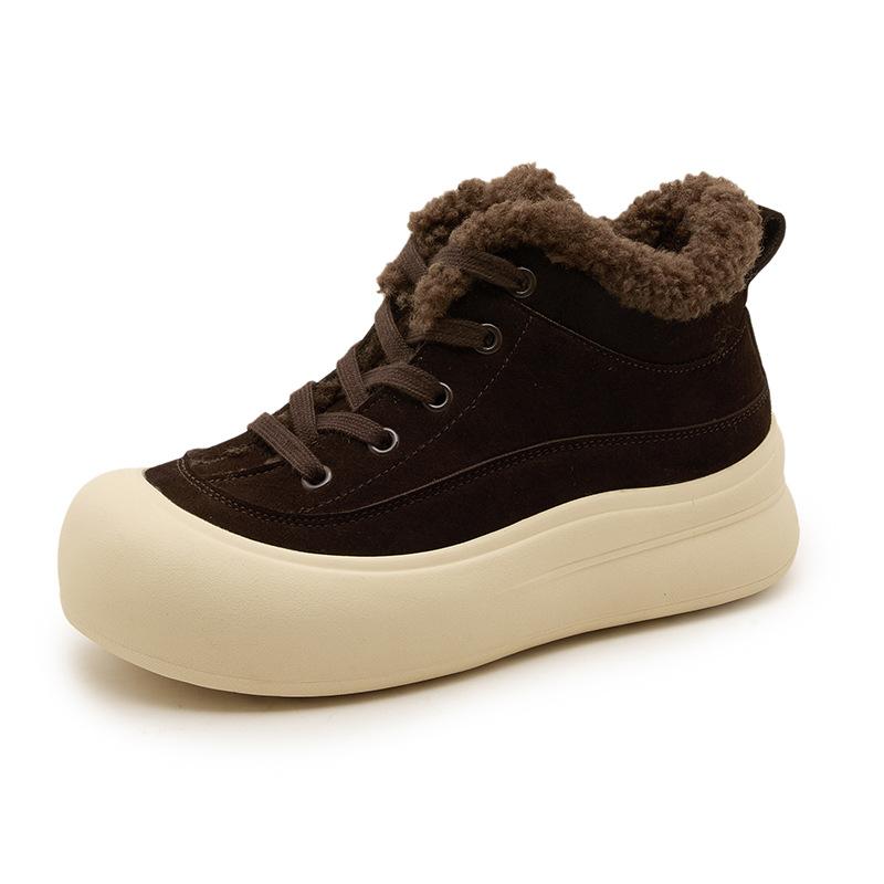 Warm board shoes winter new velvet leather fluffy mouth large cotton casual high-top cotton shoes