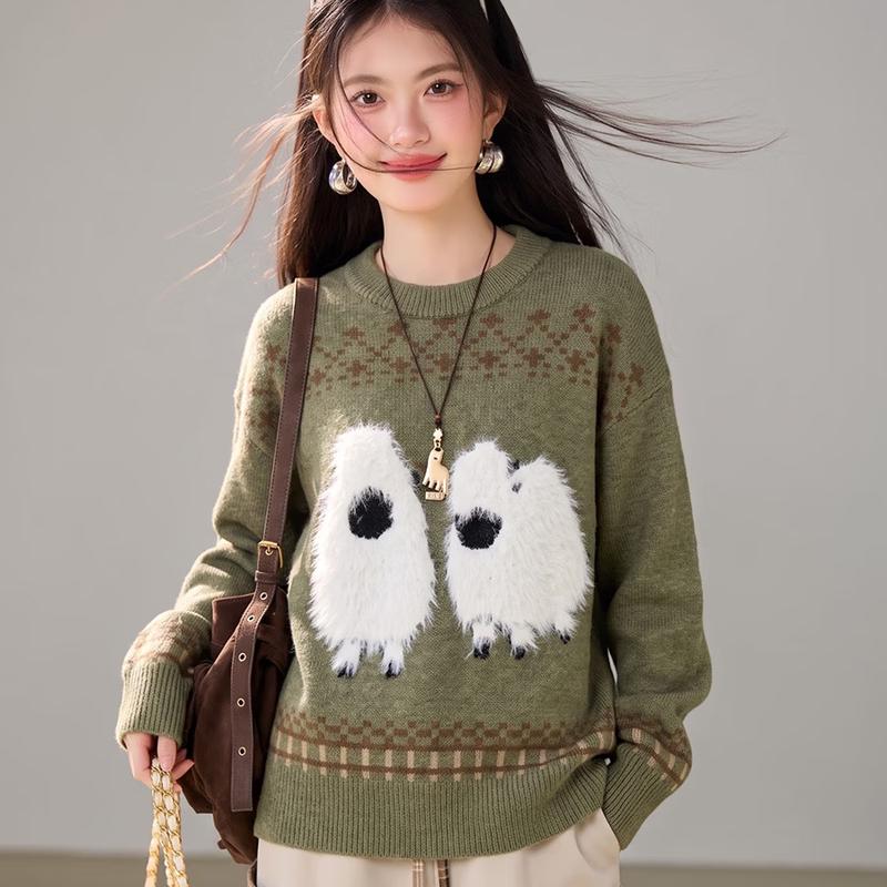 ZOSOUL Cute Cartoon Sheep Knit Sweater