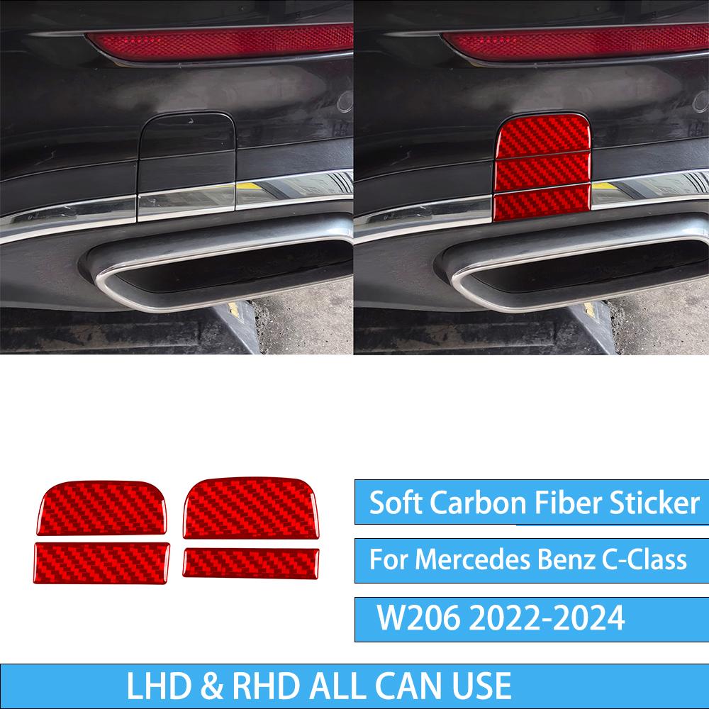 For Mercedes Benz C-Class W206 -2024 Auto Door Trim Seat Adjustment Red Carbon Fiber Decorative Car Accessory Sticker