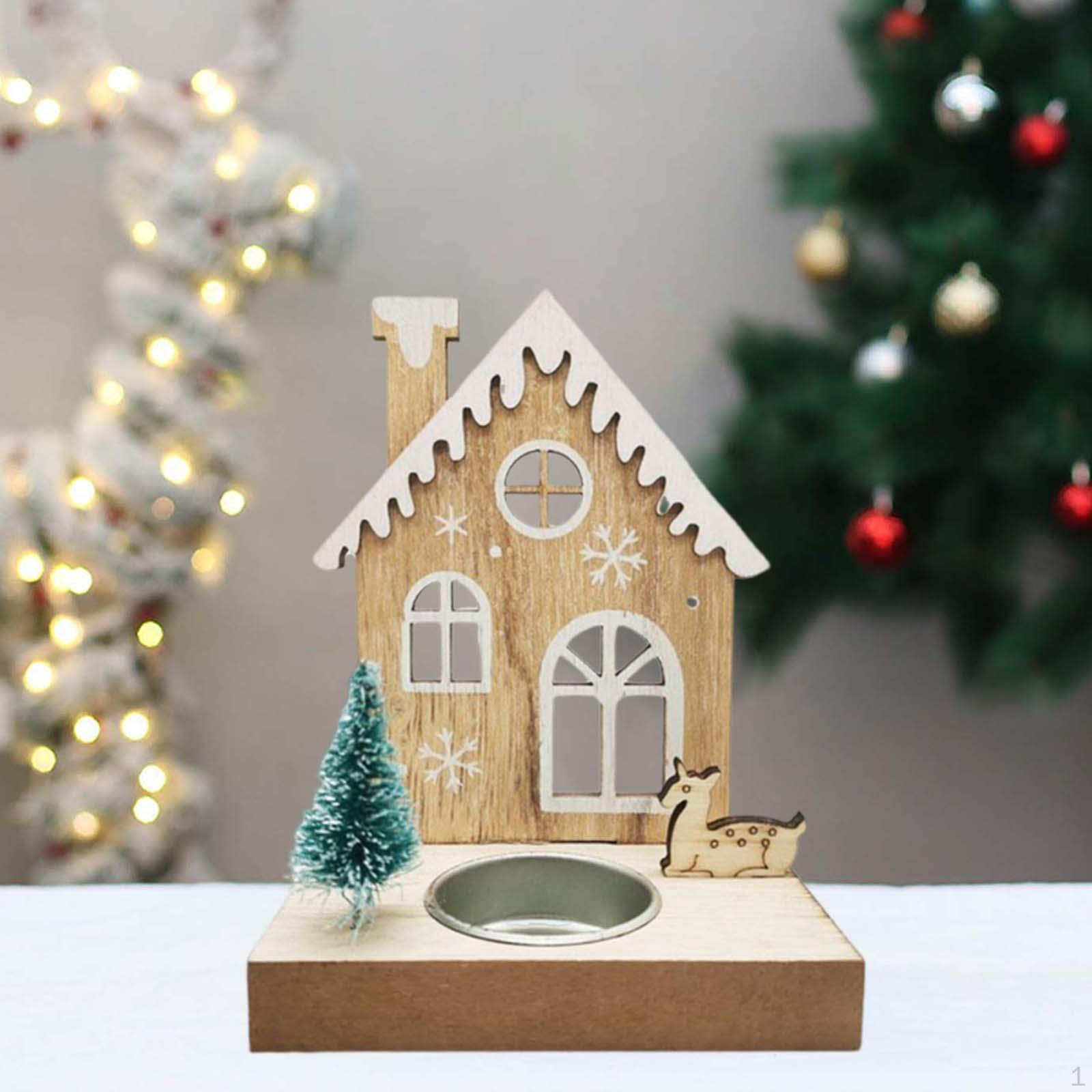 

Подсвечник для рождественского домика, подсвечник для фермерского дома, столешница 4x2,6x5,2 дюйма, деревенский Wood Color House