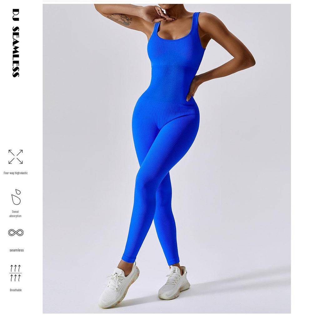 European and American Seamless Knit Yoga Jumpsuit - One-Piece Vest and Long Pants Sportswear