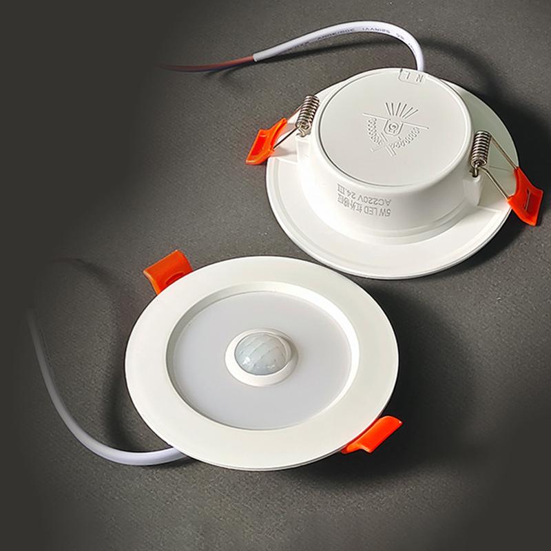 Human Body Motion Sensor Spot Led Downlight Lamparas 220V Ceiling Light 5W 7W 9W Cold White Panel Light For Hallway Stair Depot