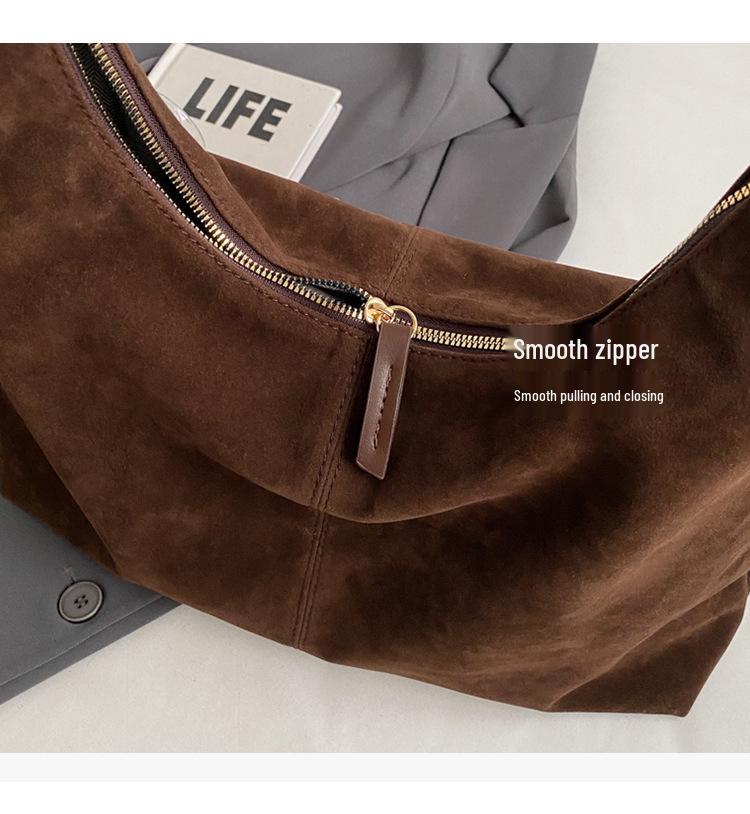 Women's Retro Suede Autumn Tote Bag - Versatile, Large Capacity Shoulder Bag