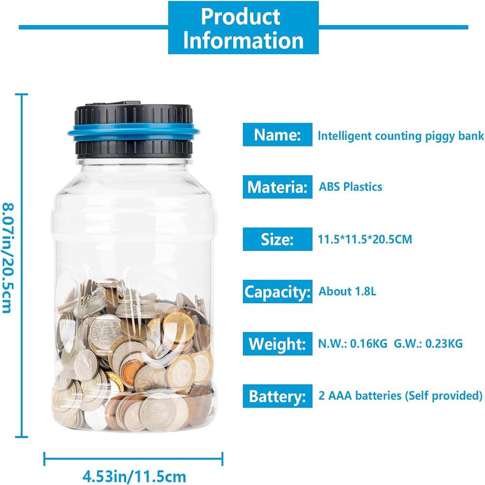 Digital LCD Counting Money Jar Electronic Piggy Bank Counter Coin Box Saving Coins Storage Box for USD EURO GBP Money Box Gifts