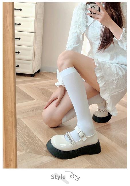 Lolita White Knee Socks Summer Thin Velvet High Thigh Socks Pure Lace Bow Stockings
