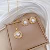 Necklace Earrings Set Light Luxury Heavy Industry Pearl Full Diamond Personality Temperament Banquet Earrings Item Group