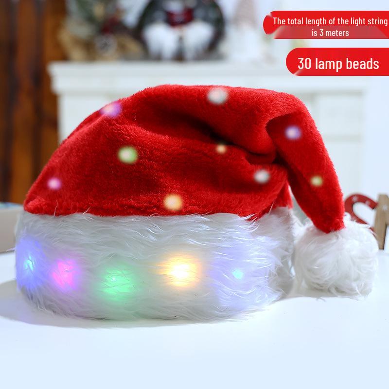 Festive Light-Up Santa Hat for Adults & Kids: Plush, Warm, and Colorful