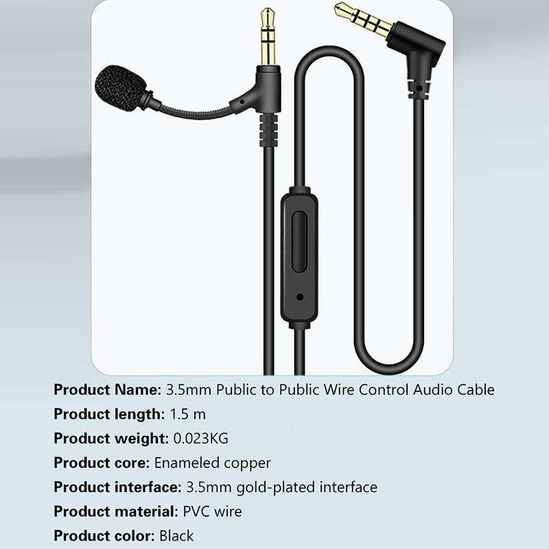 Digital Chip 3.5Mm With Microphone Audio Cable Head Mounted Headphones Adjust Volume Control Microphone Aux Audio Cable