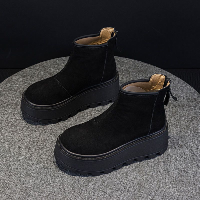 Snow Boots Women's 2025 New Winter Thick-soled Inner Heightening Short Boots Popular Velvet Thickened Foreign-style Martin Boots Cotton Shoes