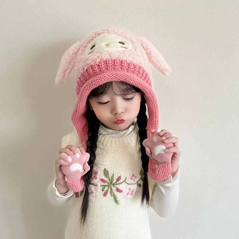 Winter Baby Hat Warm Boys and Girls Bald Hat Cute Super Cute Cartoon Children's Plush Ear Hat
