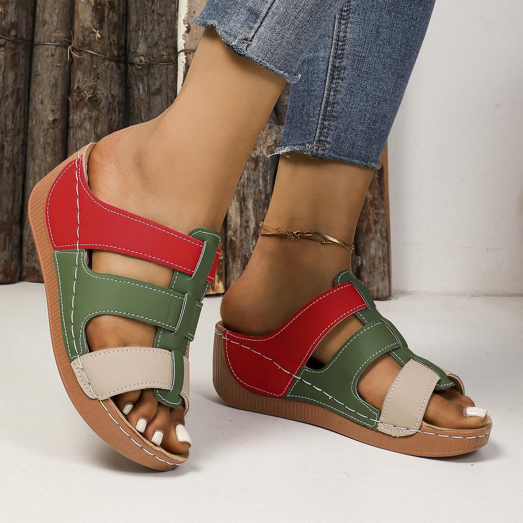 Plus Size Shoes for Women Summer Fashion Slip on Platform Wedges Slippers 36-43 Peep Toe Non-slip Sandals Casual Footwear