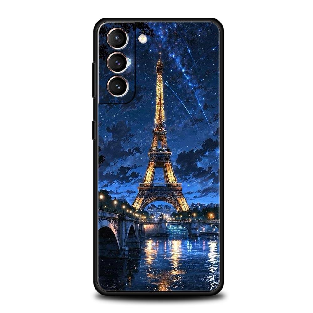 Red Umbrella Eiffel Tower Soft Phone Case For Samsung Galaxy S25 Edge S24 Plus S23 FE S22 S21 S20 Ultra 5G S10 Protect Cover