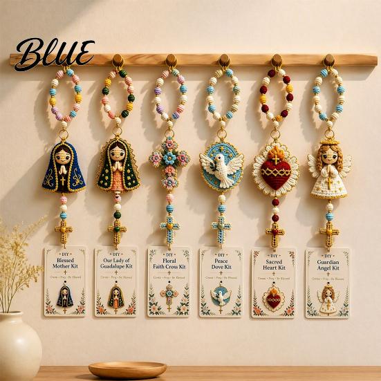 Crochet Backpack Charms Pigeon Kits Handmade Women Keychain Kit DIY Faith Angel Heart Adults Keychain