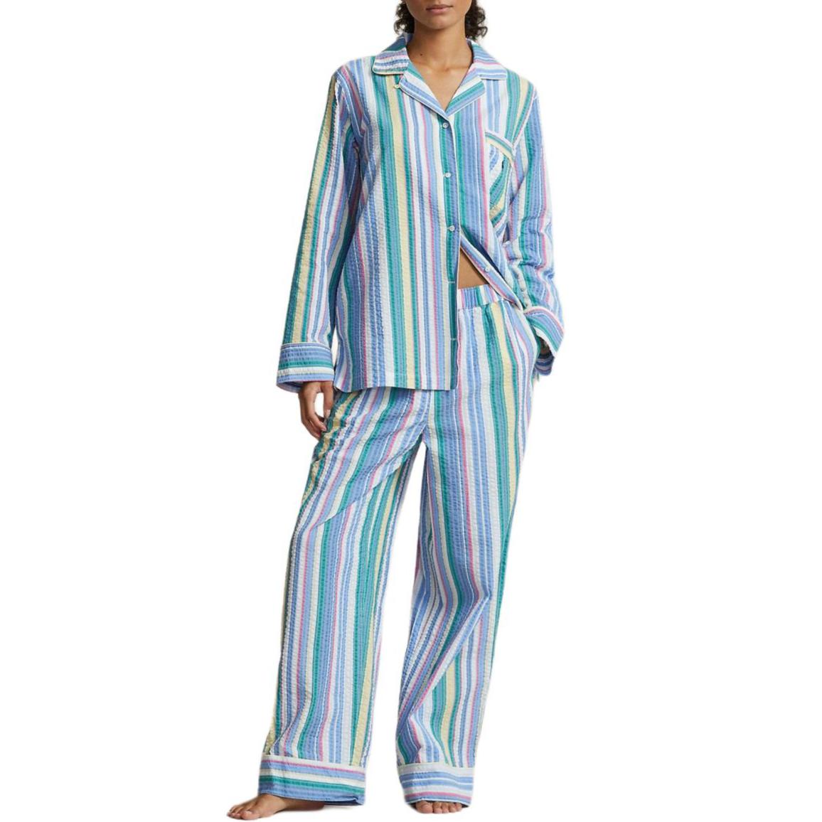 

Polo Ralph Lauren Striped Bubble Gauze Cotton Long Sleeve Pajama Set Women sleepwear Multicolor WMPOSLPNDU20032-999 XL