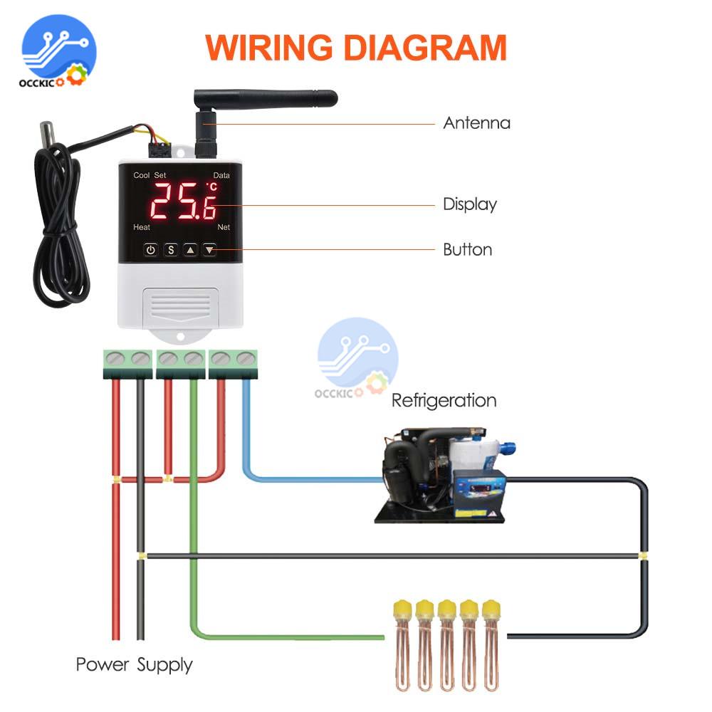 Controler de Temperatură Termostat Wifi Wireless AC110-220V Senzor DS18B20 NTC Afișaj Digital Control prin Aplicație pentru Casă Inteligentă Acvariu