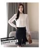 2026 Korean Style Chiffon Top: Long Sleeve, Stand Collar, Loose Fit, Belly-Covering, Versatile, Elegant, Fashionable for Spring/Autumn