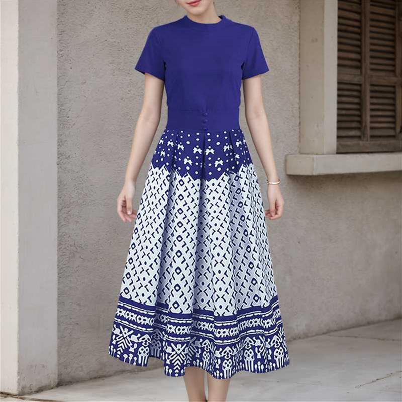 

ZANZEA Womens Summer Casual Short Sleeve Patchwork Print Dress XL