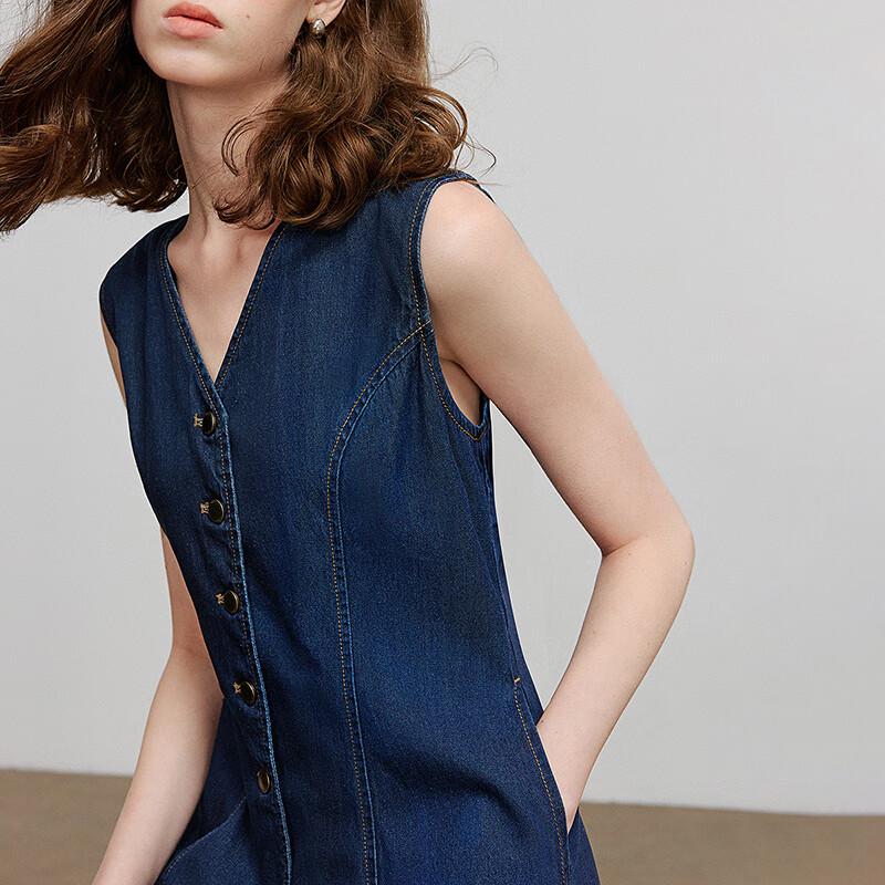 Chuyu Lyocell Cotton Vintage Denim A-line Dress