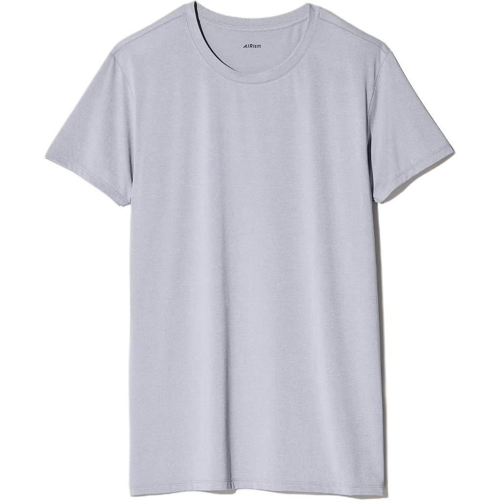 Uniqlo Solid Color Crew Neck Short Sleeve Pullover T-Shirt Men Tops Light-Gray 454312-02