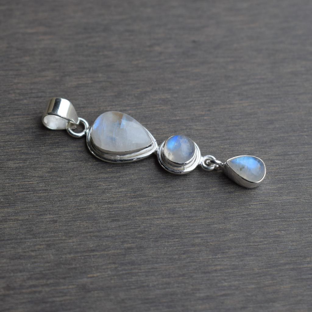 Natural Moonstone Pendant, Handmade Pendant, 925 Sterling Silver Pendant, Multi Stone Pendant, Anniversary Pendant