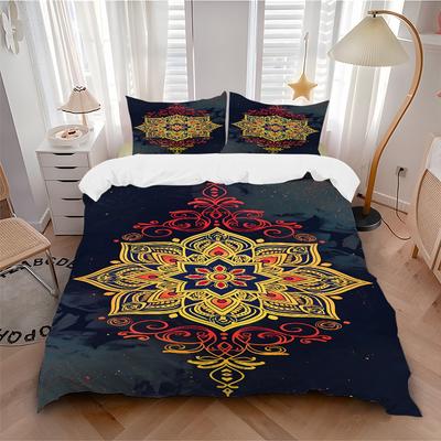 3pc Mandala Design Cover Set - 1 Quilt Cover + 2 Pillowcases, All Seasons Bedroom Setting, Perfect for Home100